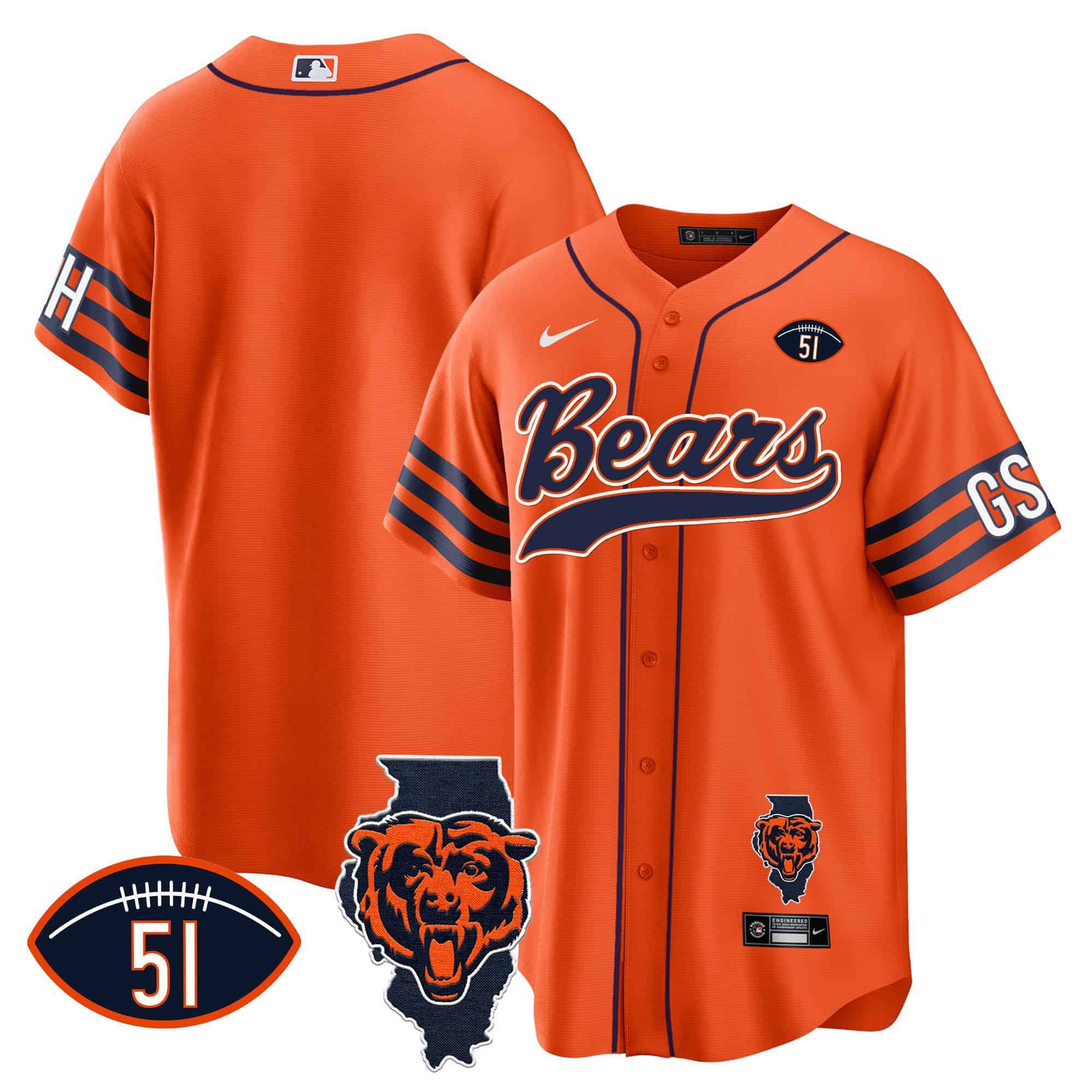 Men Chicago Bears Blank Orange 2024 Nike Patch Baseball NFL Jersey->indianapolis colts->NFL Jersey